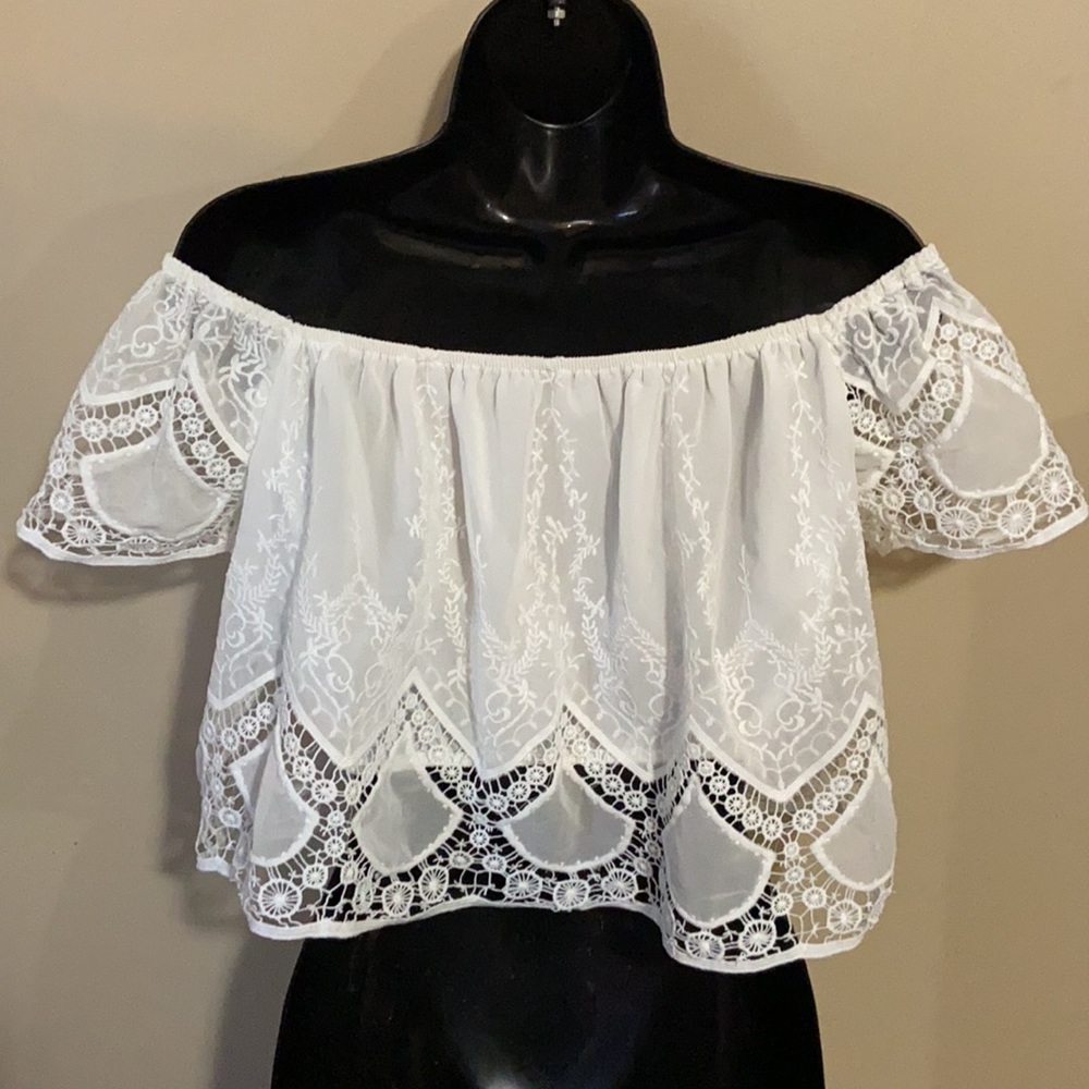 Lucy Paris White Off The Shoulder Top XS - Picture 5 of 8